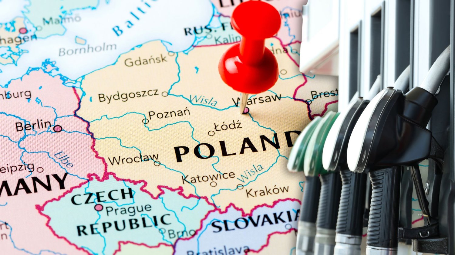 Turystyka paliwowa 2026. Polskie stacje pękają w szwach, a u sąsiadów cenowe piekło. Mapa Europy. Polska i jej sąsiedzi. dystrybutor paliwa.