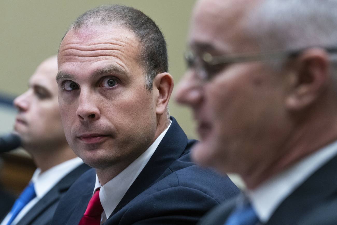 Z lewej: Ryan Graves, David Grush, David Fervor - świadkowie UFO.