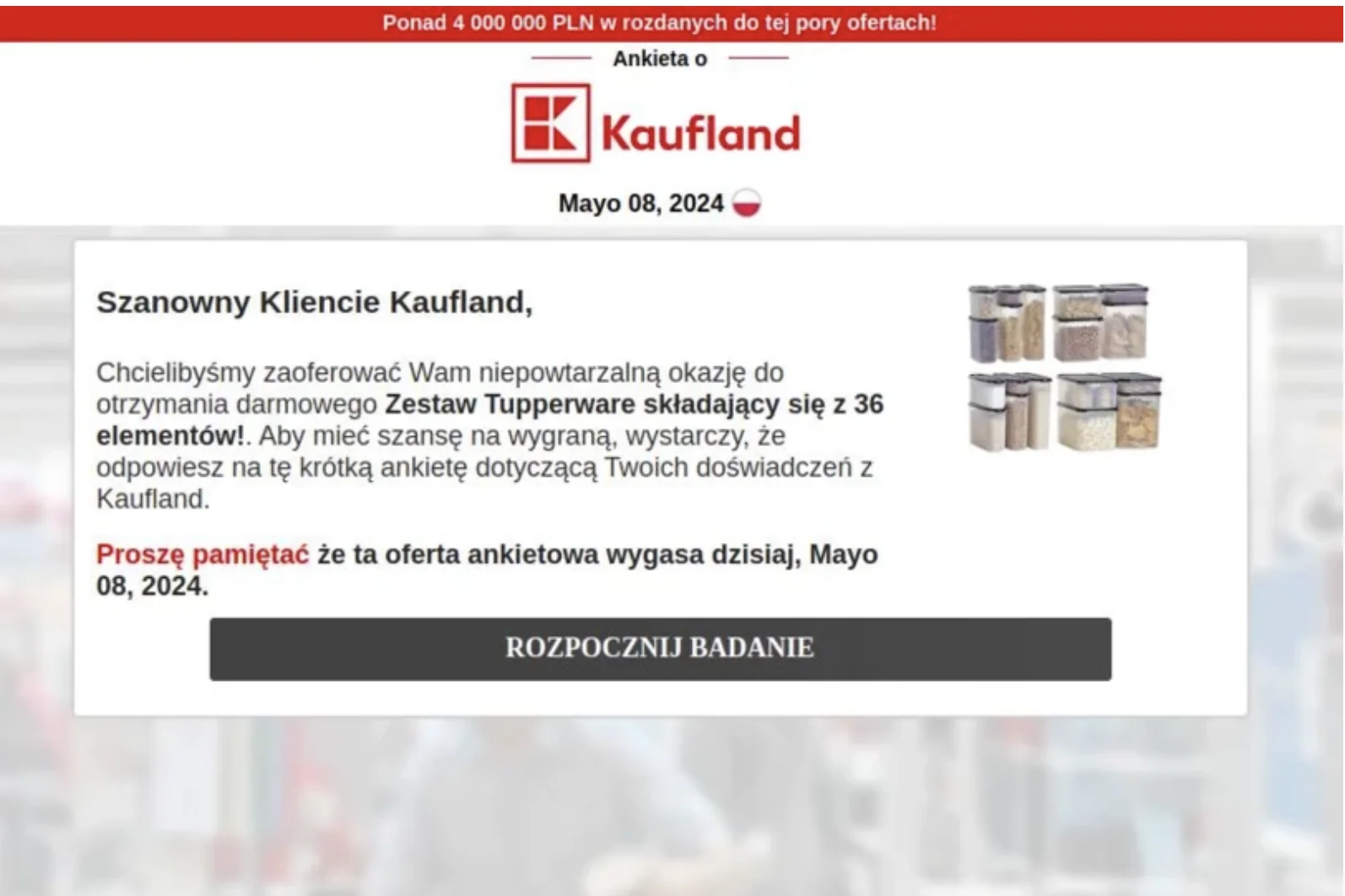Fałszywy e-mail przesyłany przez hakerów Fałszywy e-mail przesyłany przez hakerów