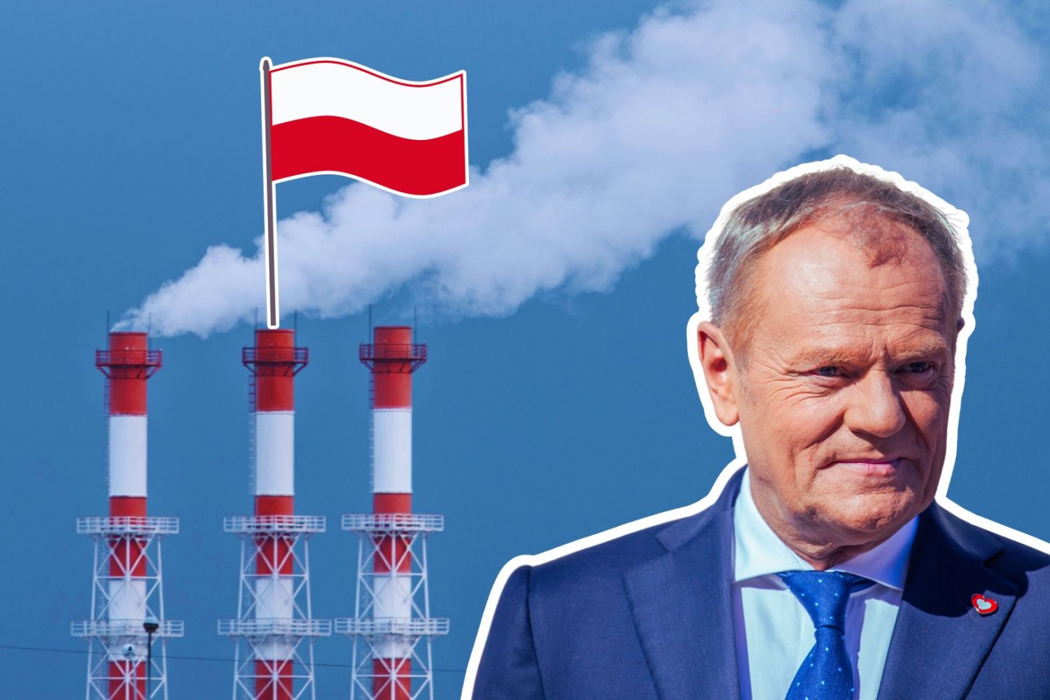 Tusk ogłasza Local Content. Rodzime firmy mają wyjść z cienia zagranicznych gigantów Donald Tusk, kominy i flaga Polski. Tusk ogłasza Local Content. Ma być repolonizacja i ścisły nadzór nad samorządami