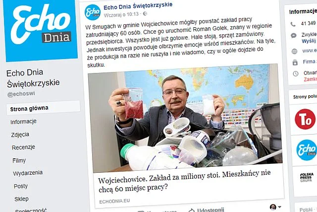 Roman Golek czuje się nieswojo. Twierdzi, że oferował ludziom pracę a zakład nie byłby dla nikogo uciążliwy. Mógł otworzyć go gdzie indziej, do inwestycji zapraszały go inne gminy.