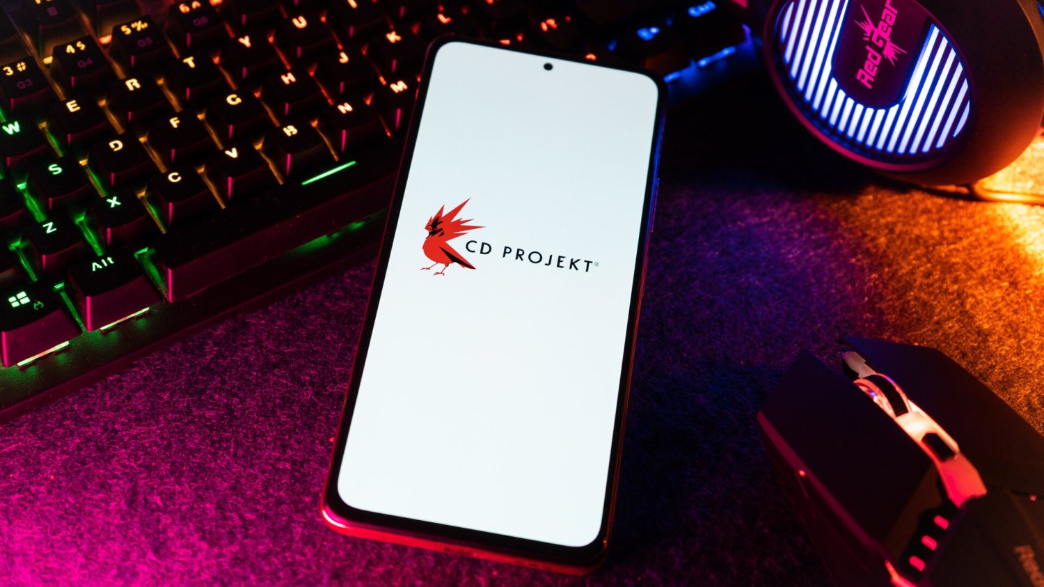 Logo Cd-Projekt. Akcje spółki rosną.
