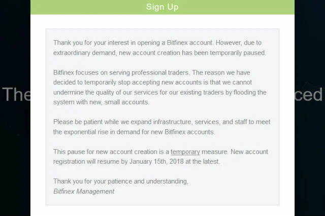 Bitfinex wznawia rejestrację dopiero do 15. stycznia