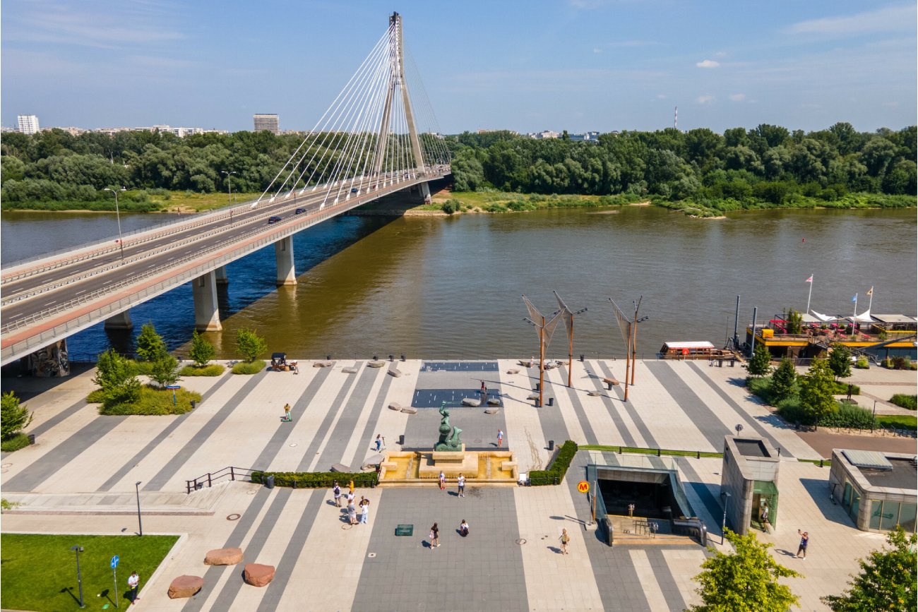 widok z lotu ptaka na Most Świętokrzyski w Warszawie