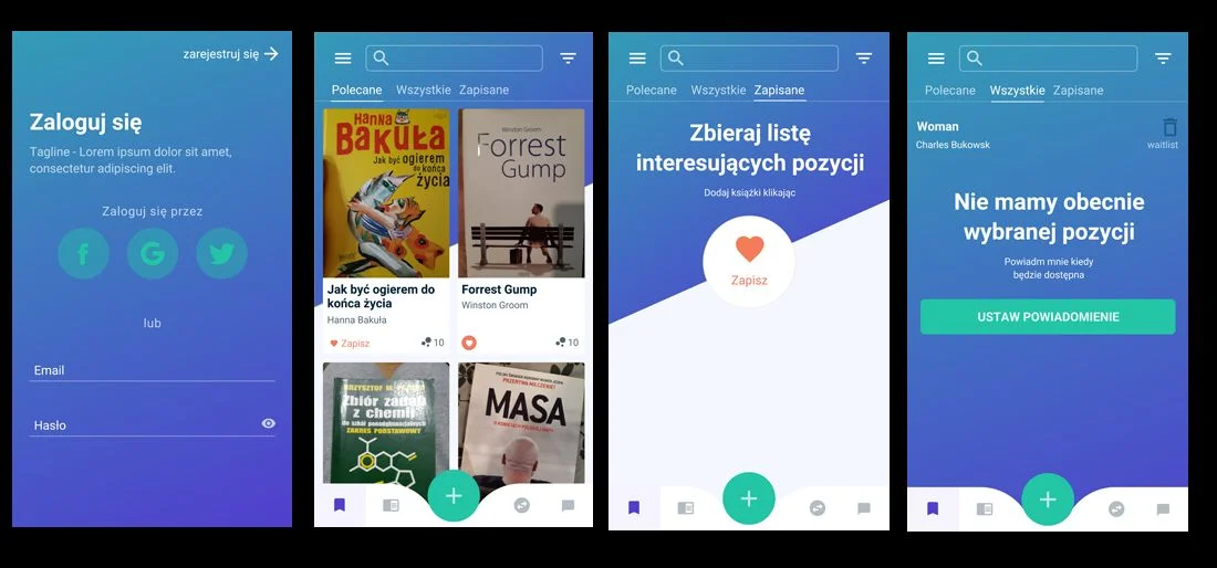 Aplikacja pozwala na oferowanie własnych książek i wymianę z innymi użytkownikami.