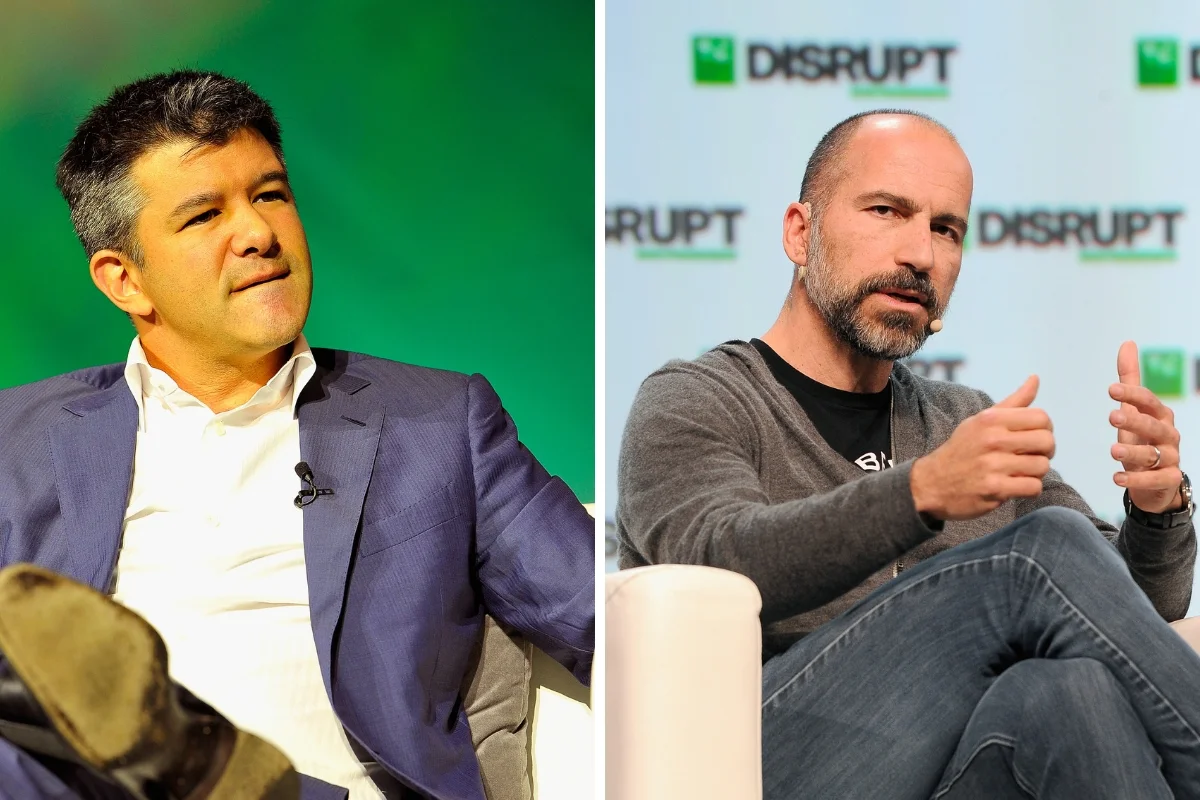 Dan Khorowshahi (po prawej), obecny CEO, nie życzył sobie obecności podczas IPO na nowojorskiej giełdzie poprzedniego prezesa i współtwórcę Ubera, Travisa Kalanicka. Tradycyjnym dzwonkiem, otwierającym sesję giełdową, zadzwonił sam Dan