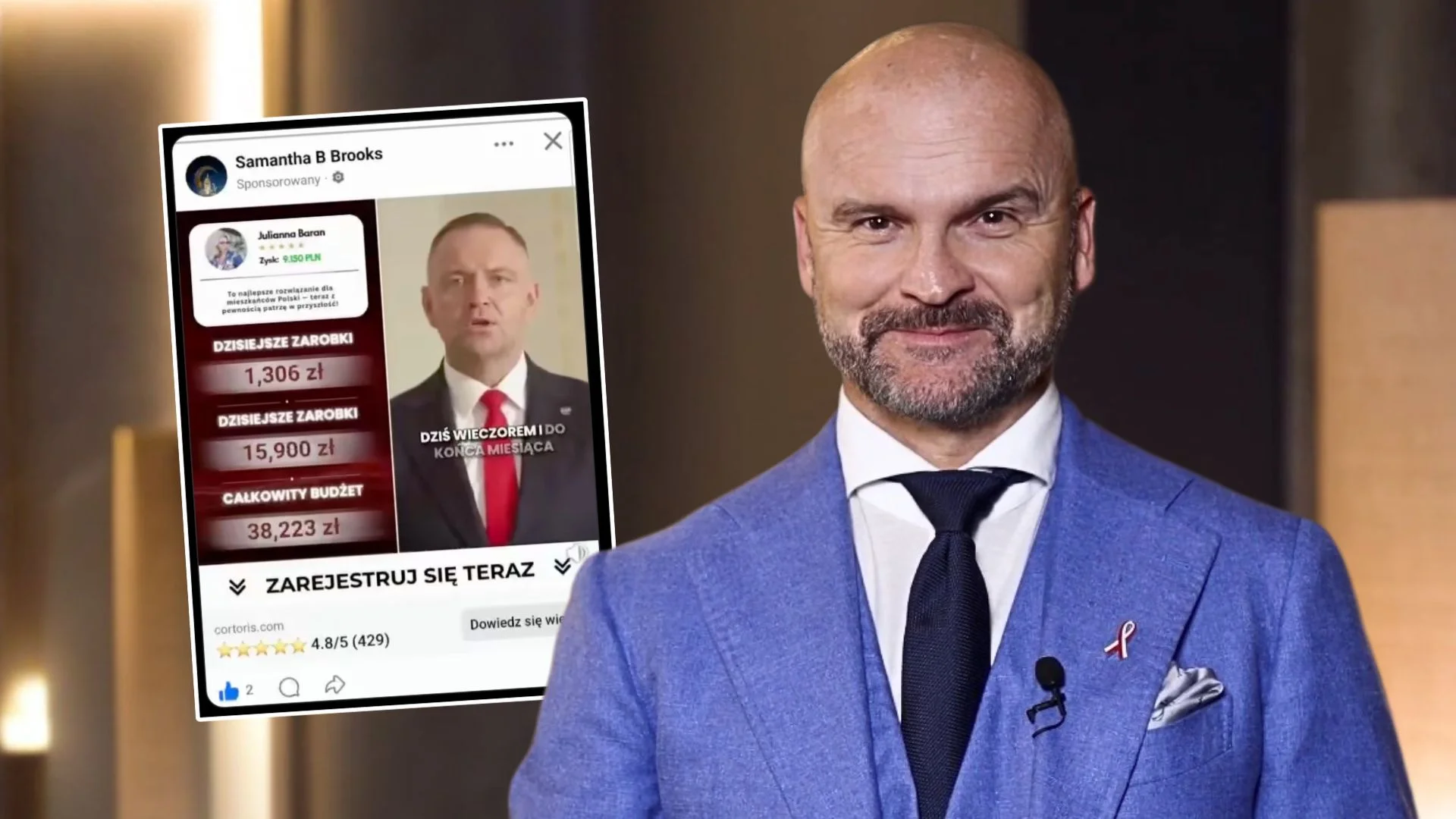 "Nowy dzień i nowy scam". Brzoska uderza w Metę i obnaża deepfake z Nawrockim. Rafał Brzoska, zrzut ekranu/