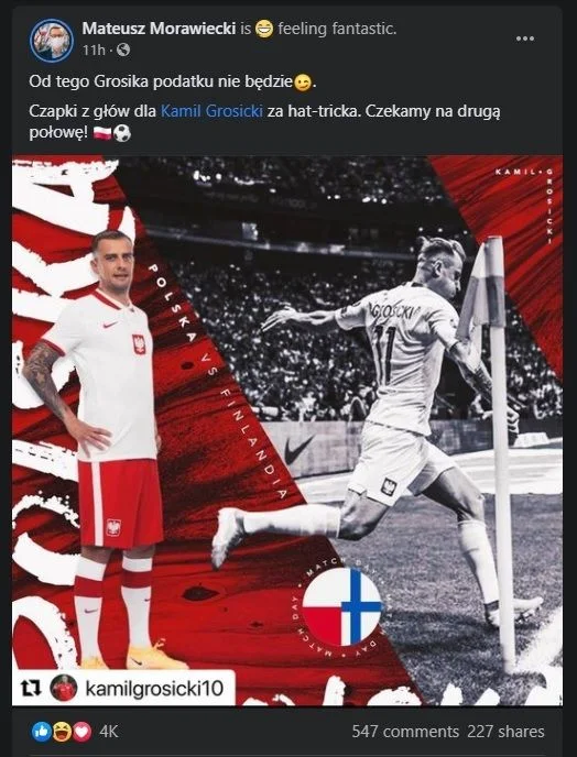 Post na profilu premiera.