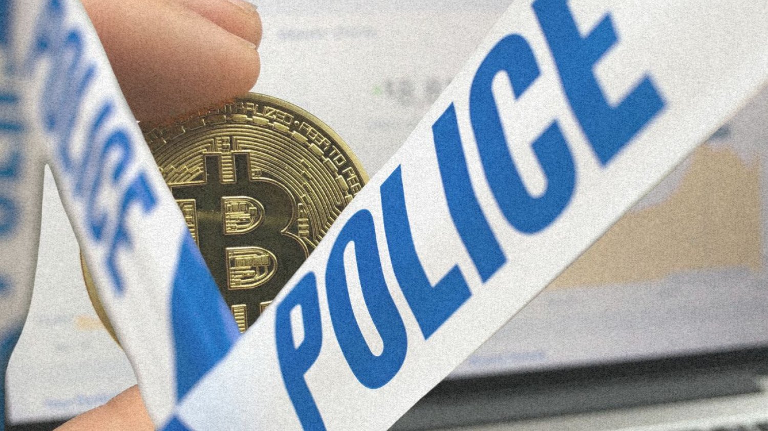 Policyjna taśma i bitcoin.
