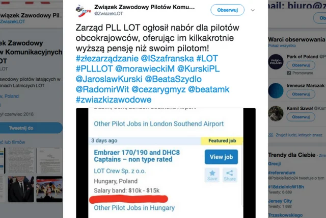 Związkowcy dotarli do ogłoszenia o pracę dla pilotów z zagranicy