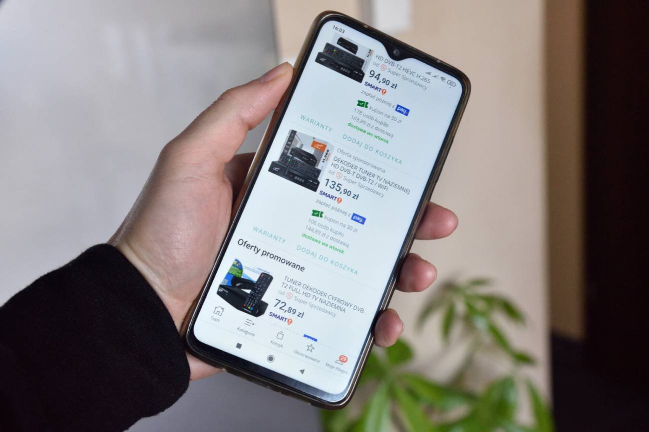 Aplikacja Allegro na telefonie