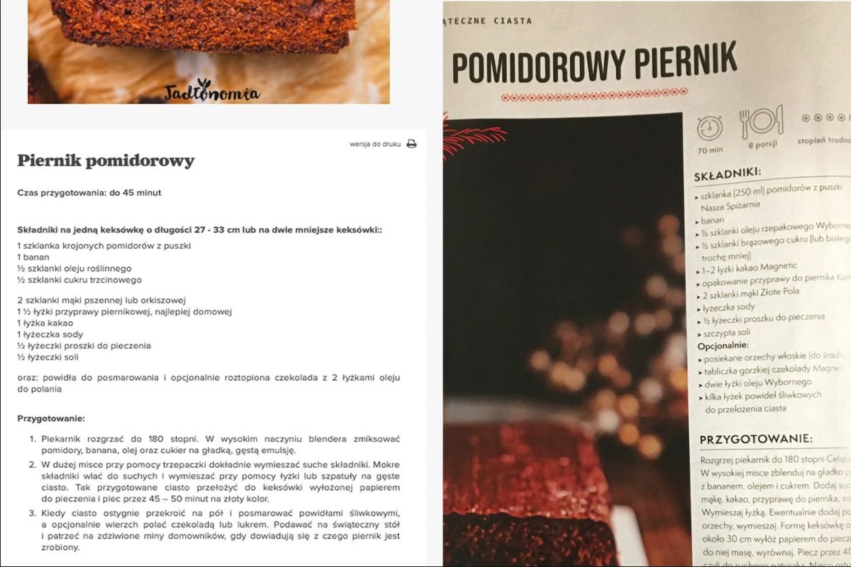 Sieć sklepów spożywczych Biedronka miała się dopuścić zdaniem autorki bloga kulinarnego skopiowania jej przepisu i umieszczenia go w swojej odpłatnej gazetce