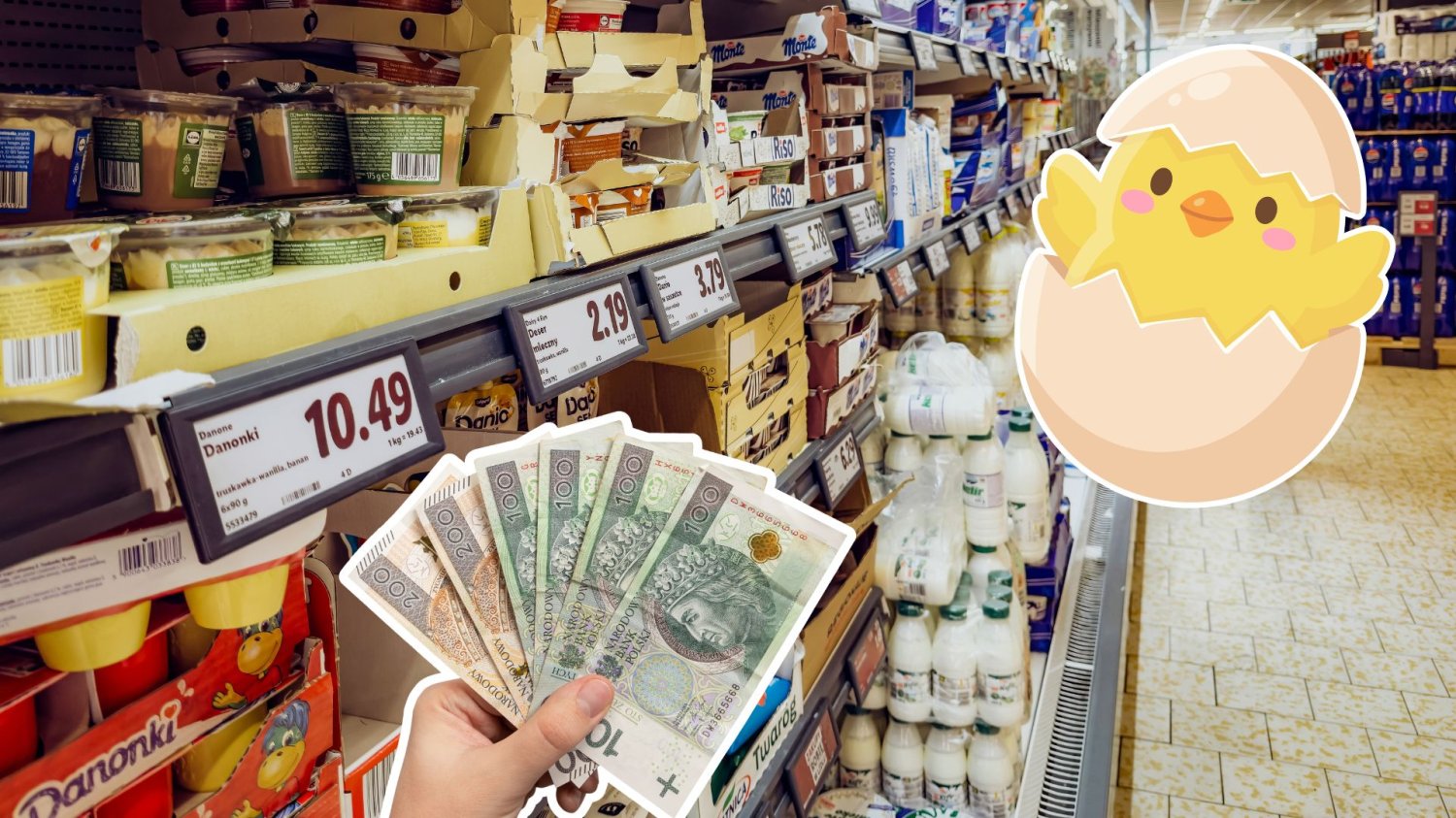 Koszyk wielkanocny 2026. To cisza przed burzą, która uderzy w portfele? Produkty na półkach sklepowych, pieniądze.