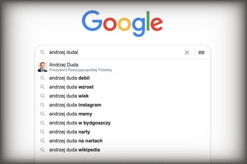 Po oskarżeniu Jakuba Żulczyka o obrazę prezydenta nazwisko Andrzeja Dudy zostało powiązane w wyszukiwarce Google ze słowem "debil".