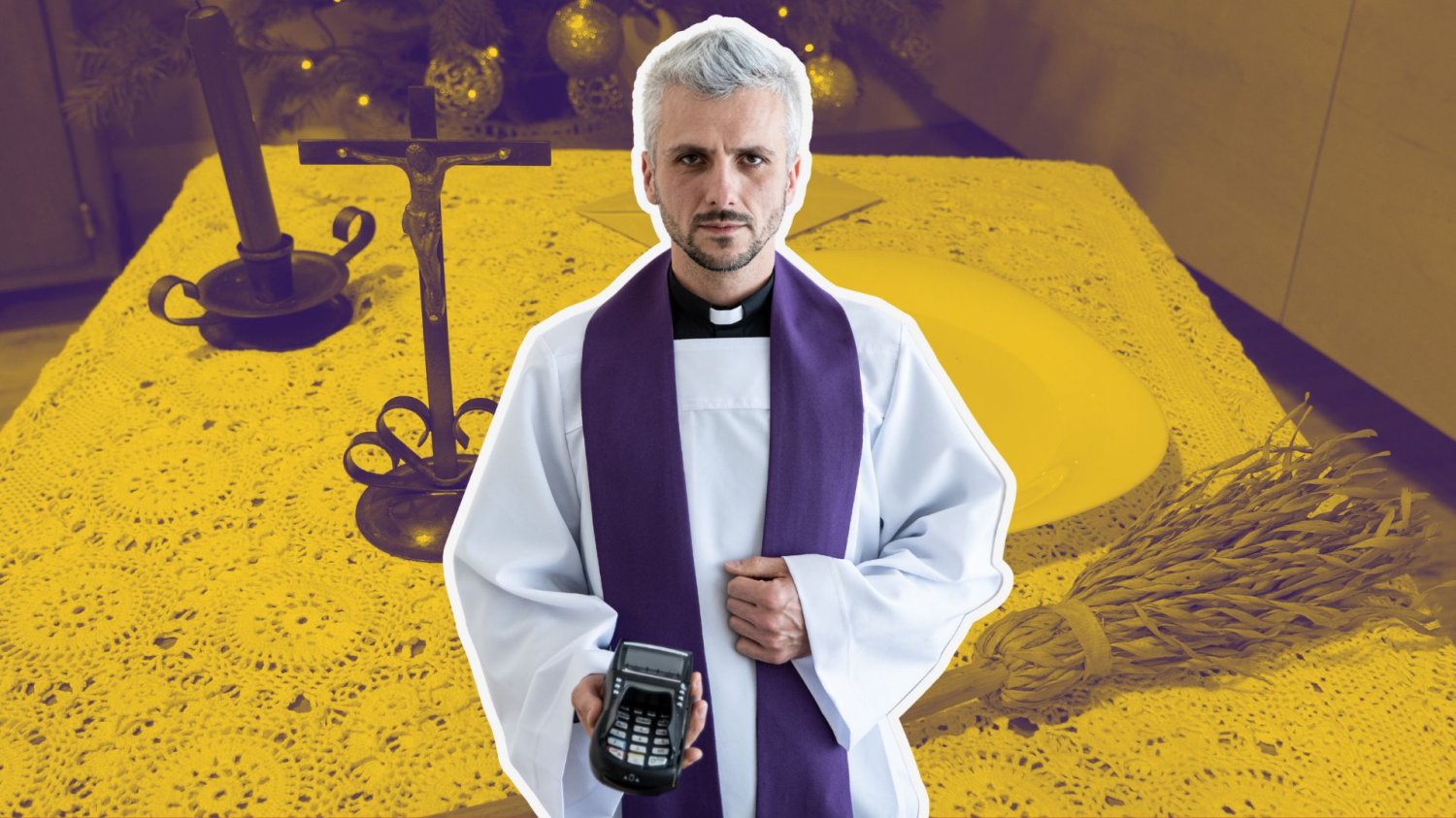Proboszcz z czytnikiem kart. Nowocześni duchowni korzystają z aplikacji, social mediów i płatności np. BLIK w czasie kolędy.