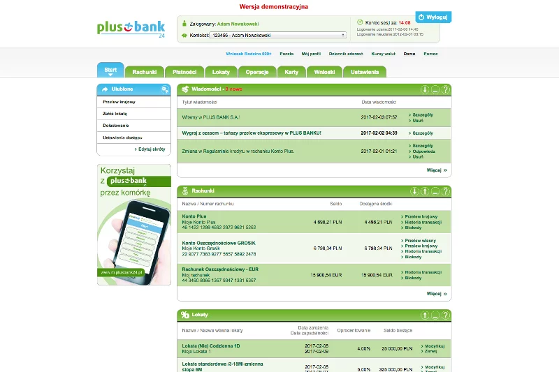 Aplikacja mobilna plusbank24 daje dostęp do rachunków, kart, kredytów, lokat dla Klientów Plus Banku przy użyciu urządzeń przenośnych w rodzaju smartfonu czy tabletu