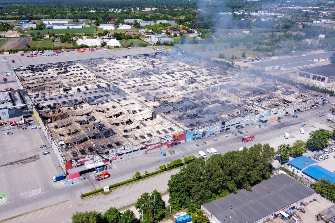 Skutki pożaru przy Marywilskiej.