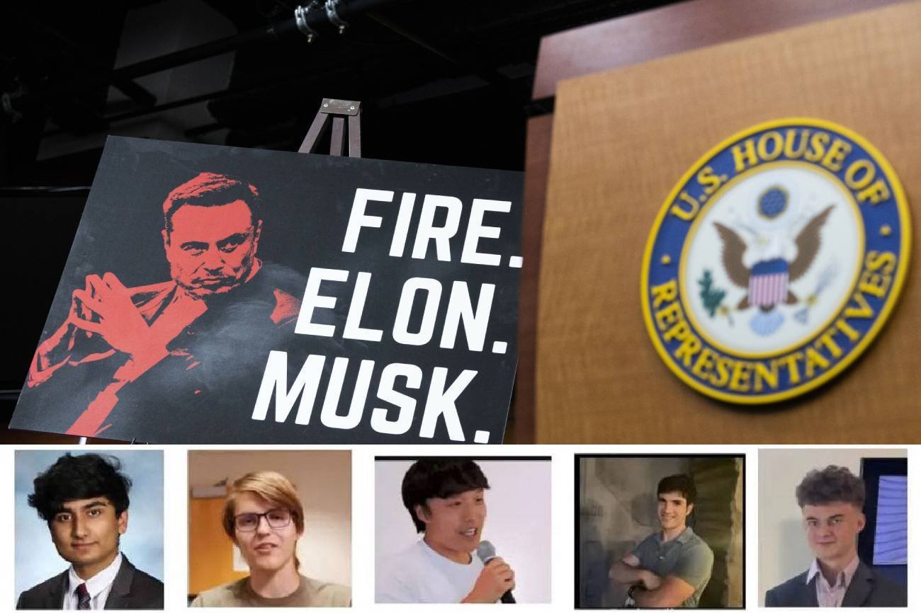 Znak "Zwolnić Elona Muska" i twarze członków DOGE krążące po sieci.