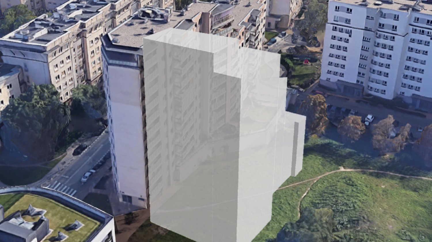 wizualizacja apartamentowca przy bloku na zielonym skwerze w centrum warszawy