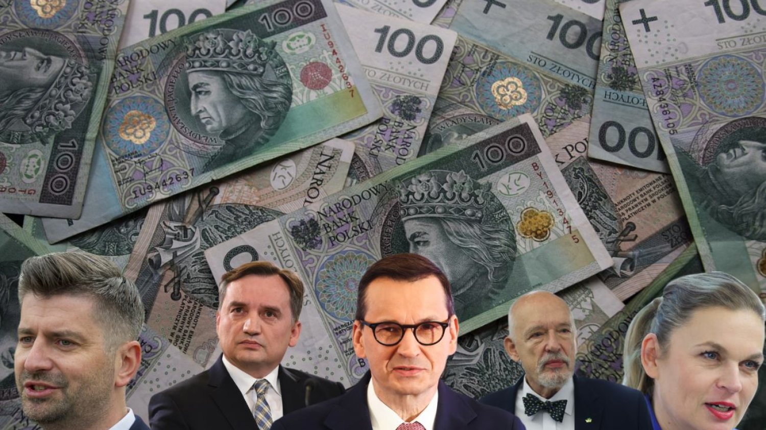 Krzysztof Śmiszek, Zbigniew Ziobro, Mateusz Morawiecki, Janusz Korwin-Mikke, Barbara Nowacka.
