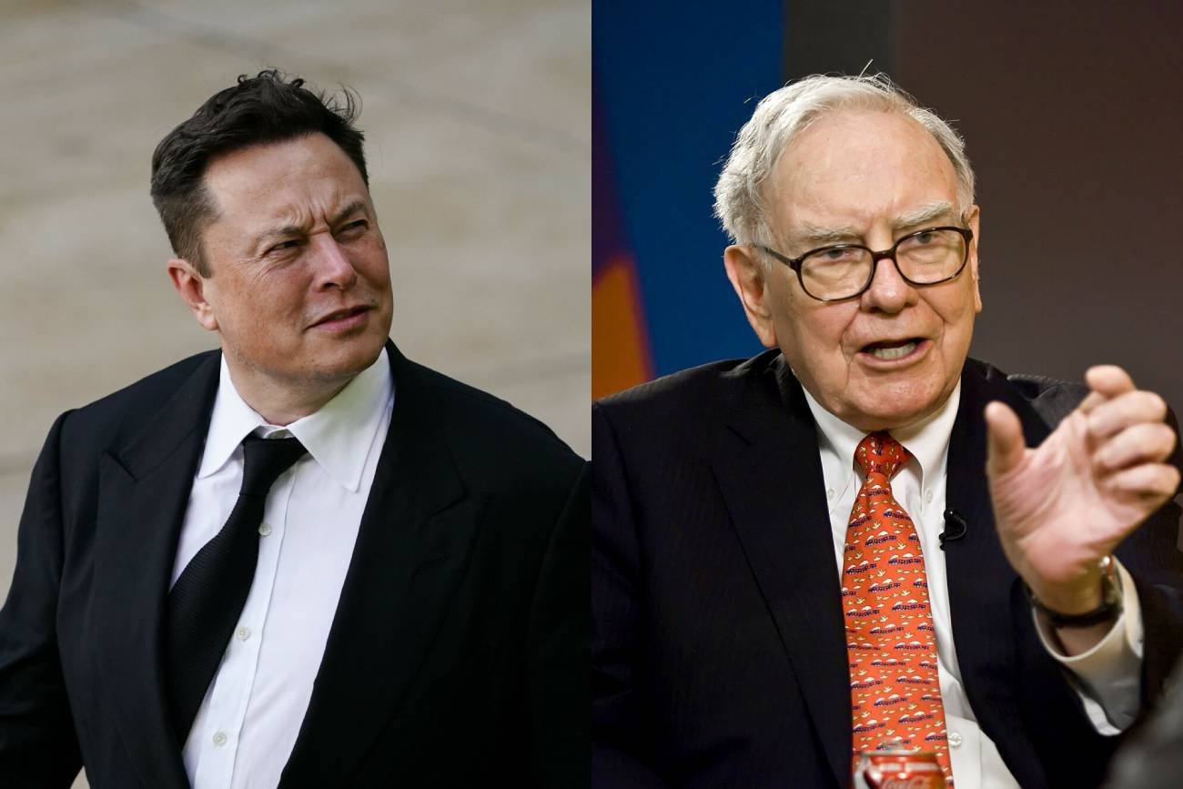 szef Tesli Elon Musk i inwestor Warren Buffett