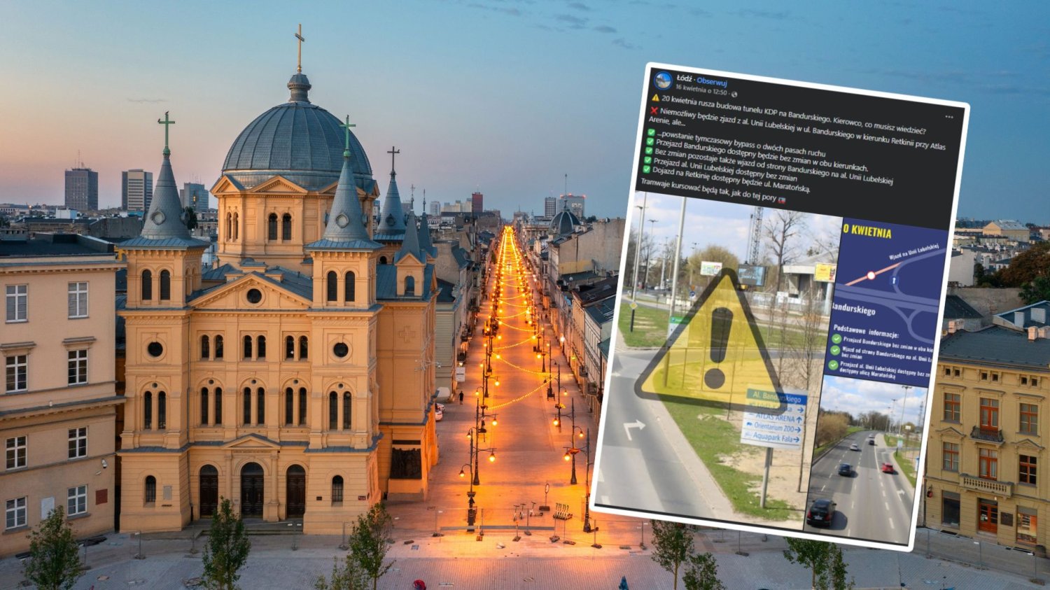 Ulica Piotrkowska w Łodzi, post na profilu miasta.