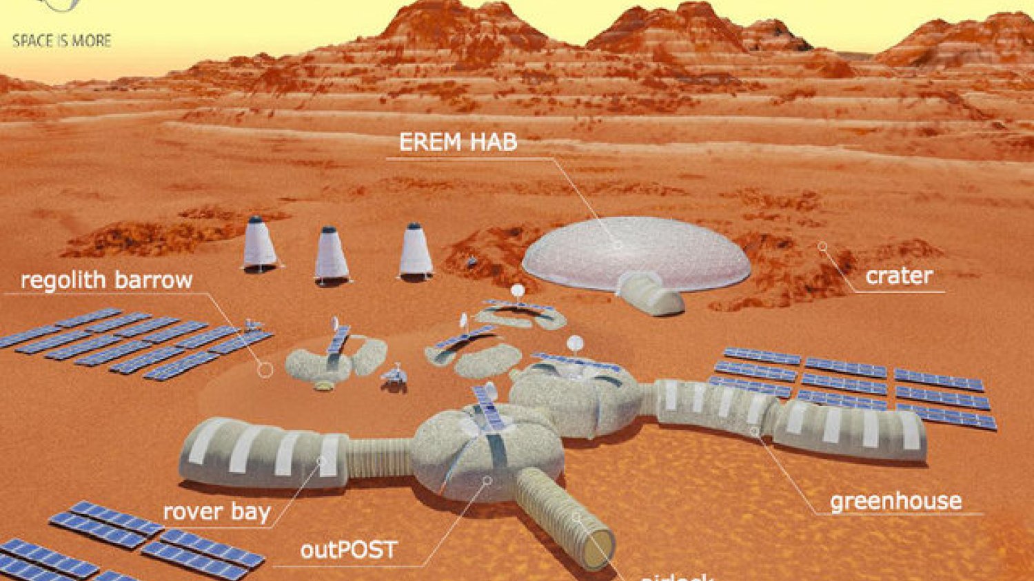 Wygląd modułowej bazy wg projektu Space is More.