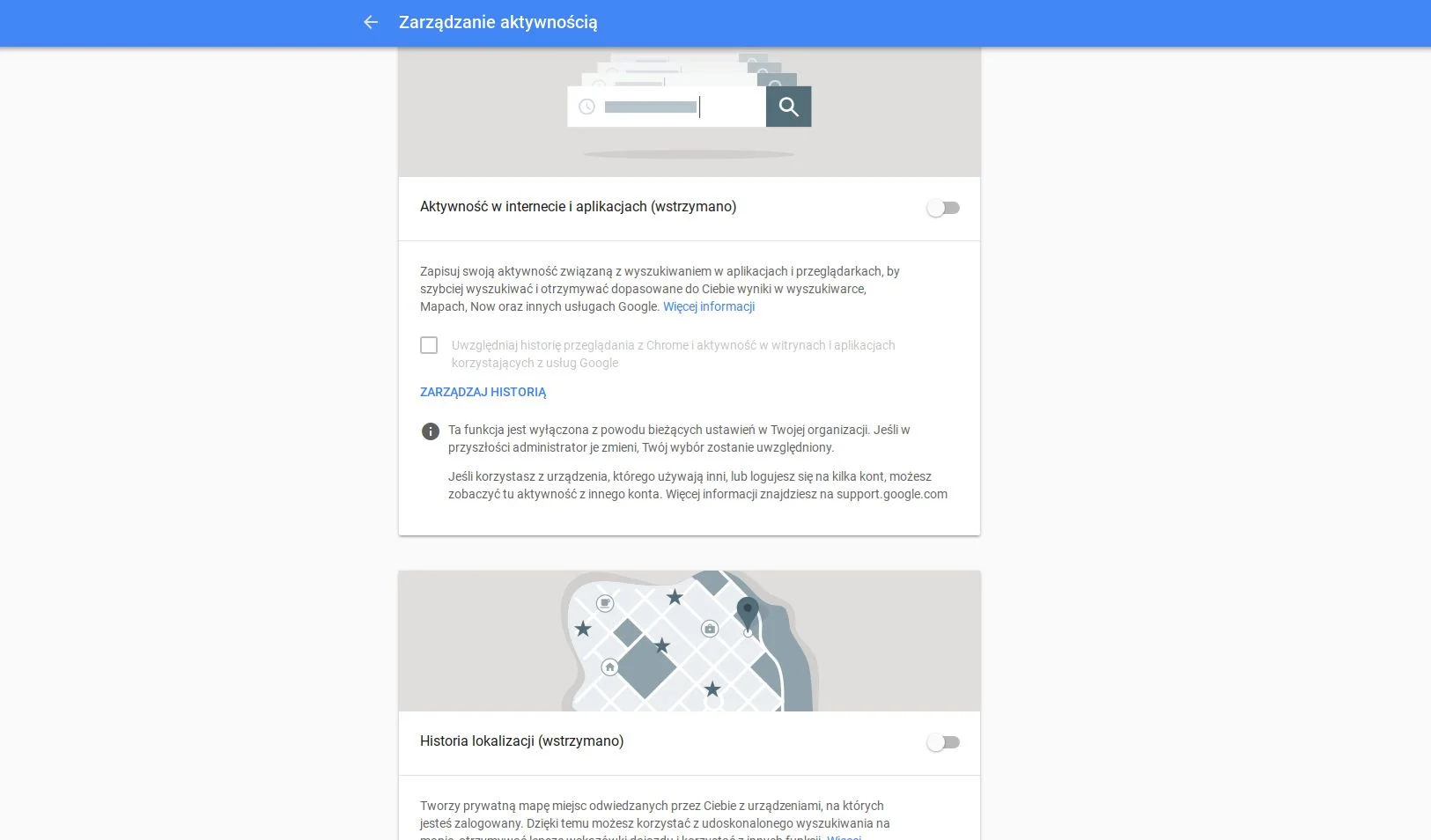 W ustawieniach Google możemy zaznaczyć, które dane będą zbierane.