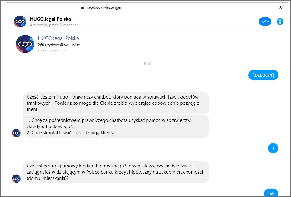 Tak wygląda rozmowa z botem - to on zadaje pytania