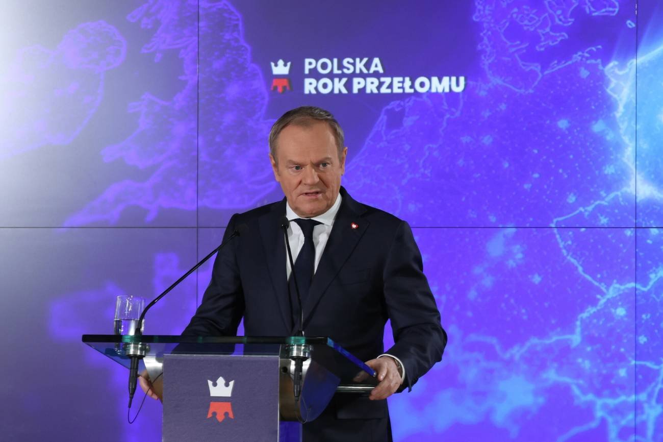 Donald Tusk na wystąpieniu na GPW.