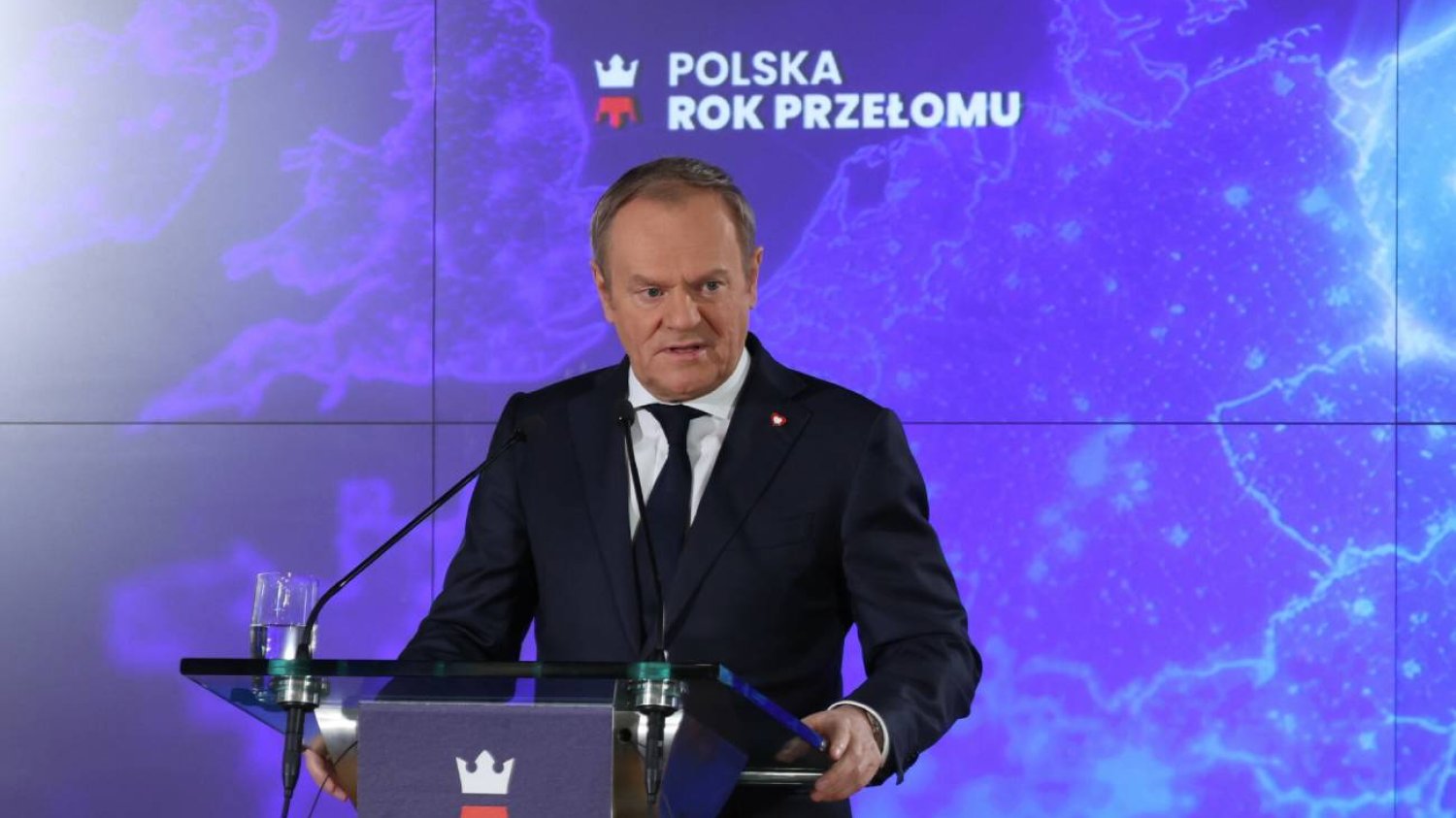 Donald Tusk na wystąpieniu na GPW.