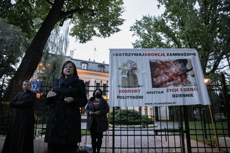 Kaja Godek z antyaborcyjnymi plakatami