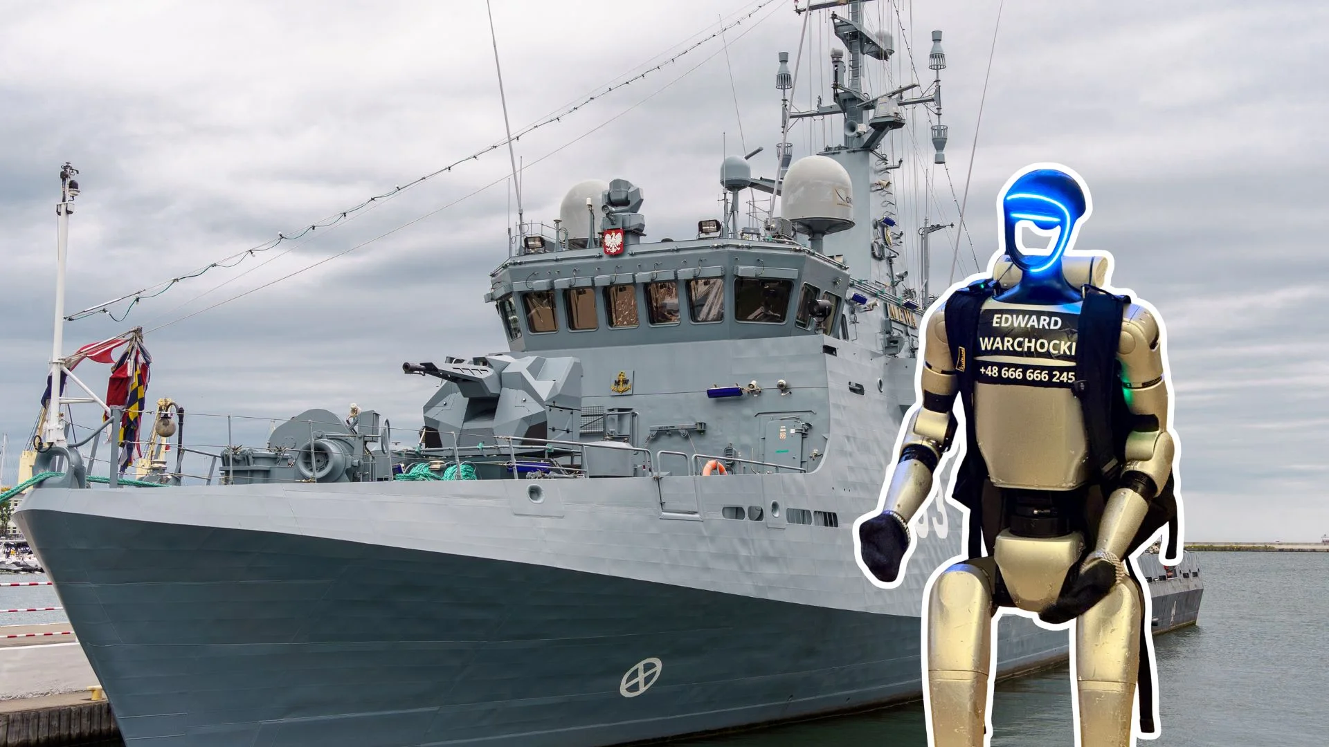 Chińskie auta mają zakaz wjazdu, a robot już nie? Burza po nagraniu wojska Edward Warchocki i okręt polskiej marynarki