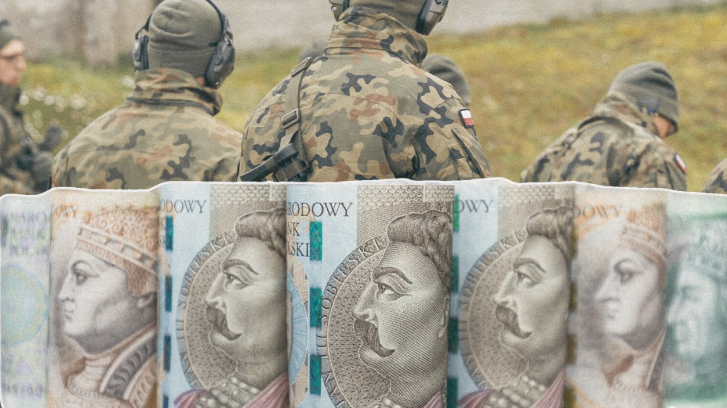 Gotówka na tle wojska.