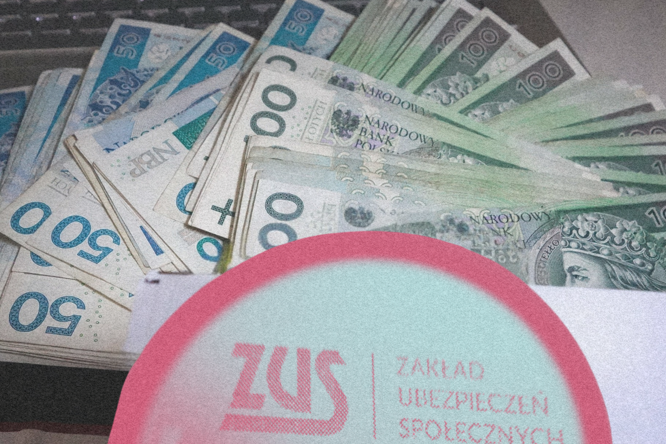 ZUS pod lupą na tle pieniędzy.