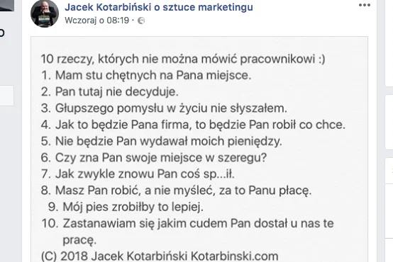 Post eksperta o zdaniach, których nie można powiedzieć pracownikowi, podchwycili internauci