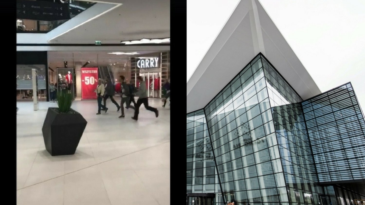 Pierwsi klienci wbiegają do Galerii Północnej w Warszawie.