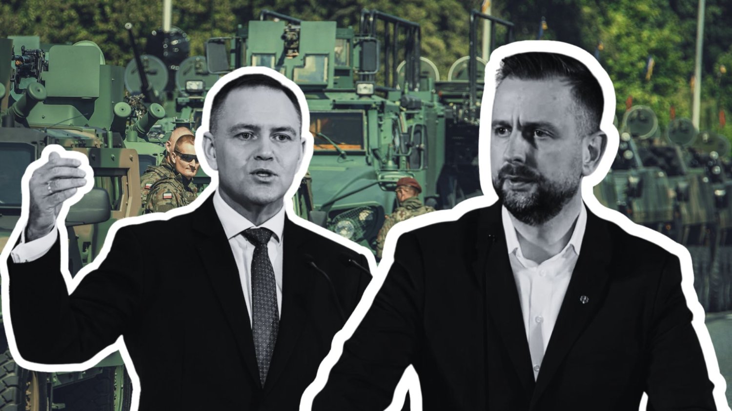 Lifting "SAFE 0 proc.". PSL chce ograć prezydenta jego własnym pomysłem Władysław Kosiniak-Kamysz i Karol Nawrocki na tle oddziału wojska