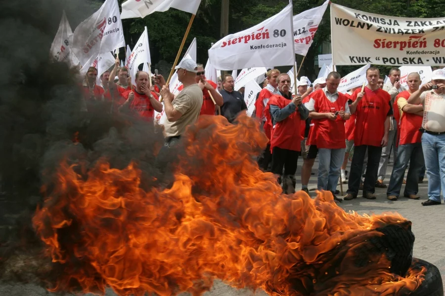 Protesty górników nierzadko były burzliwe.