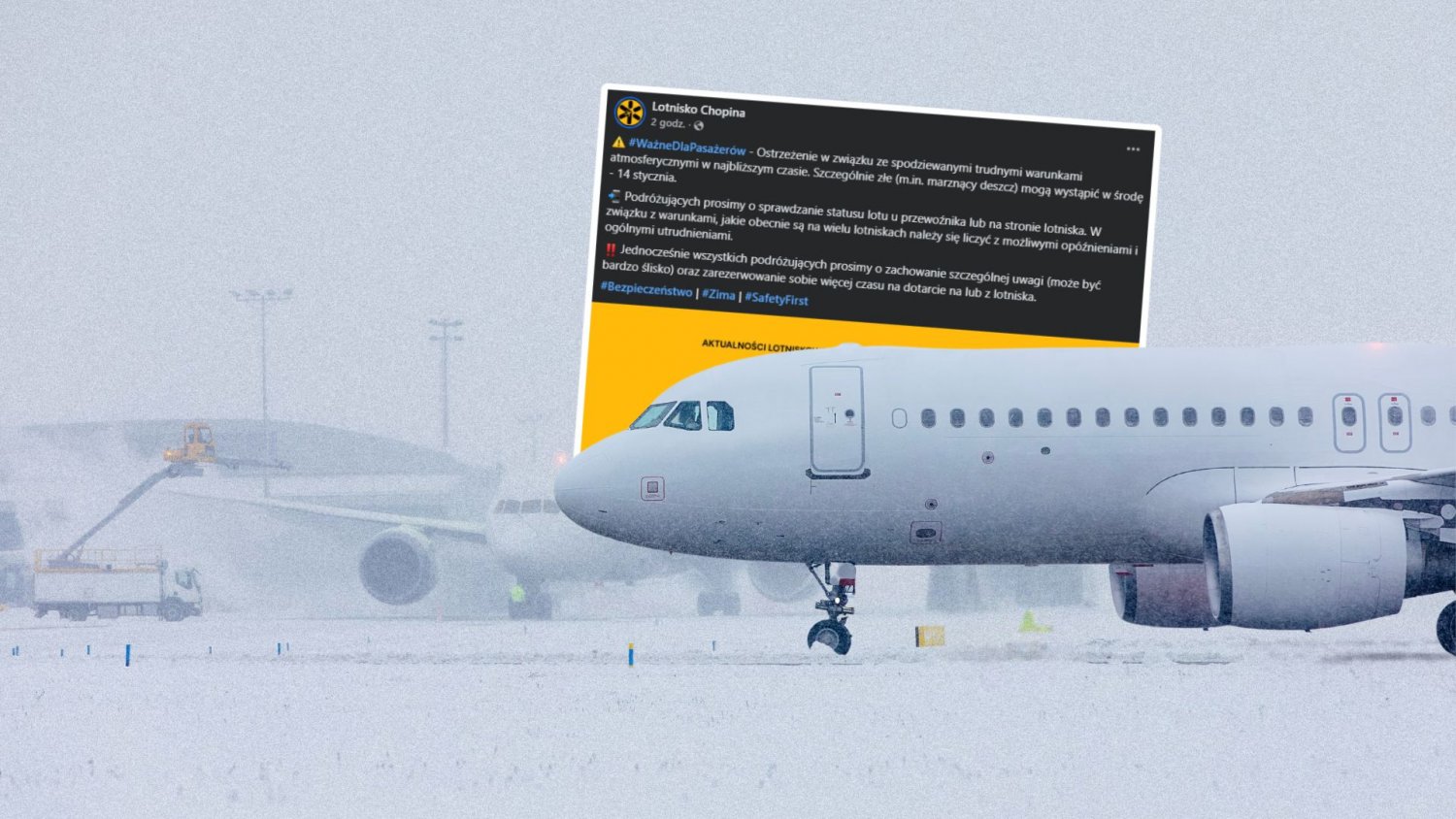 Lotnisko Chopina paraliżuje pogoda. Zima daje się mocno we znaki