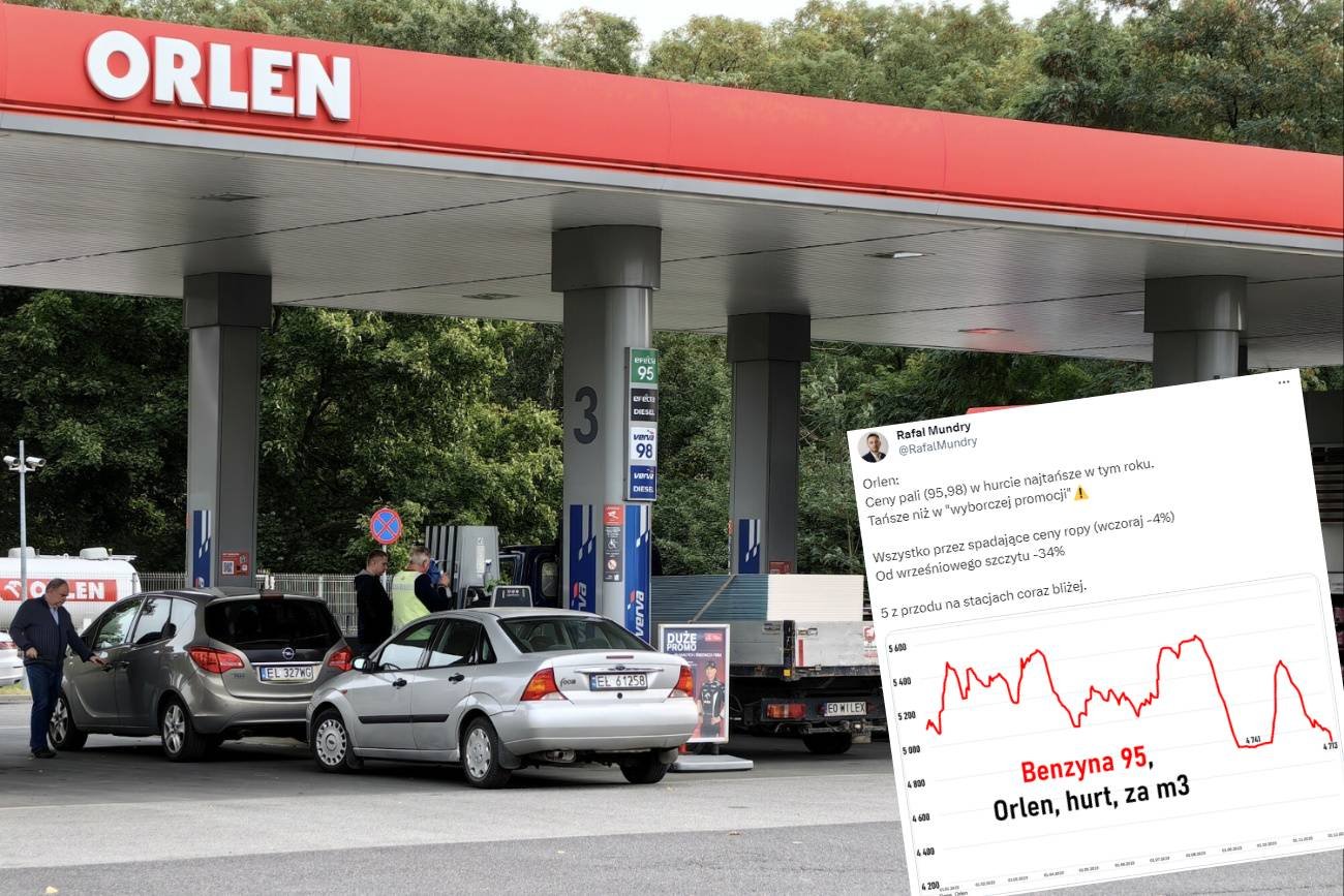 Stacja benzynowa Orlen, samochody.