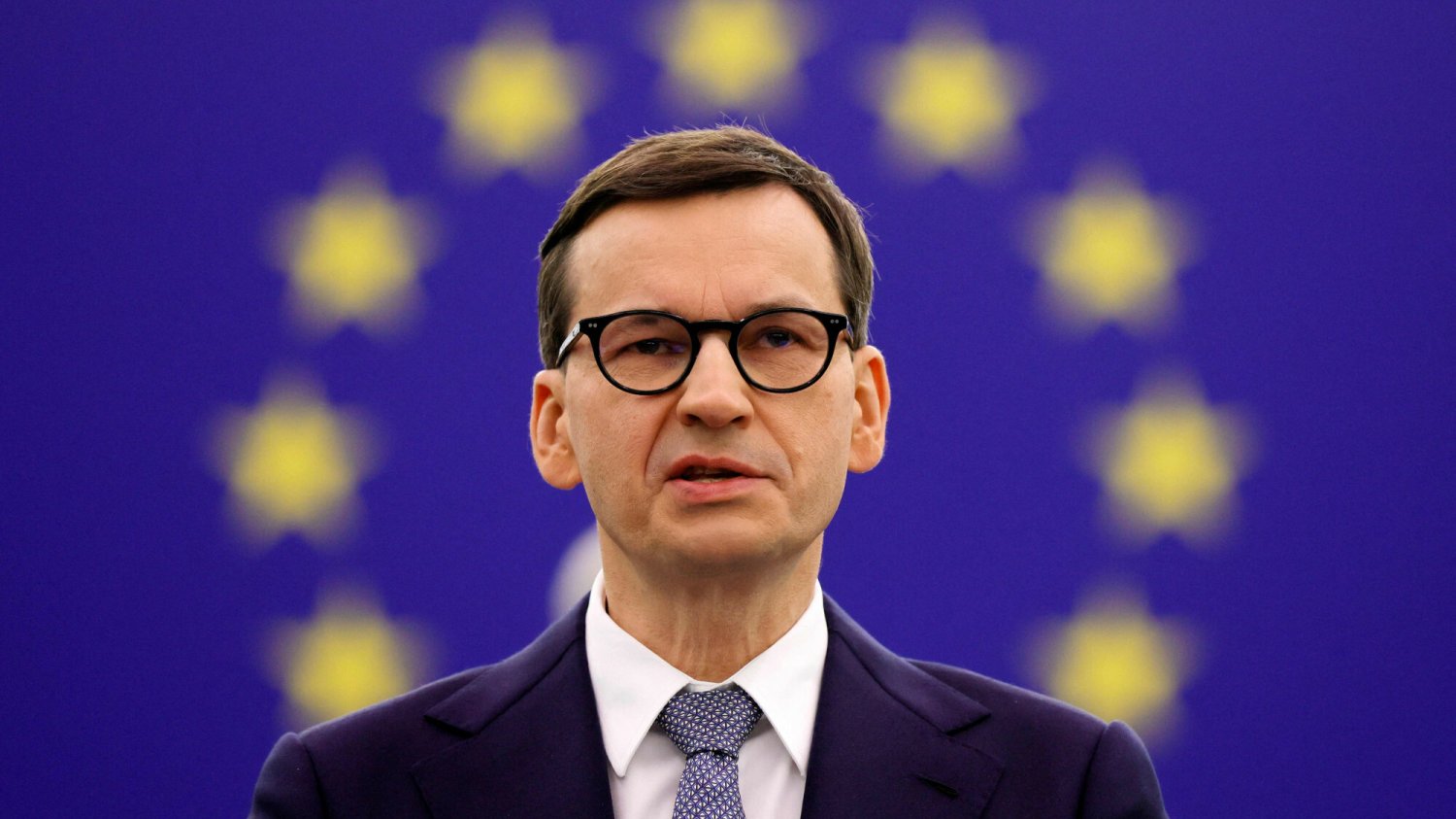 Premier Mateusz Morawiecki podczas debaty w europarlamencie, Strasburg, 19 października 2021 rok