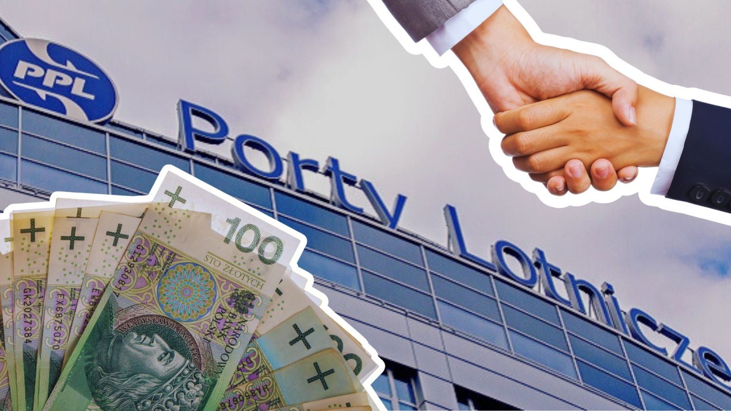 Siedziba Polskich Portów Lotniczych, uścisk dłoni i banknoty PLN. Lotnisko Chopina i Port Polska z miliardami na rozwój. Gigantyczna suma na wielkie inwestycje.