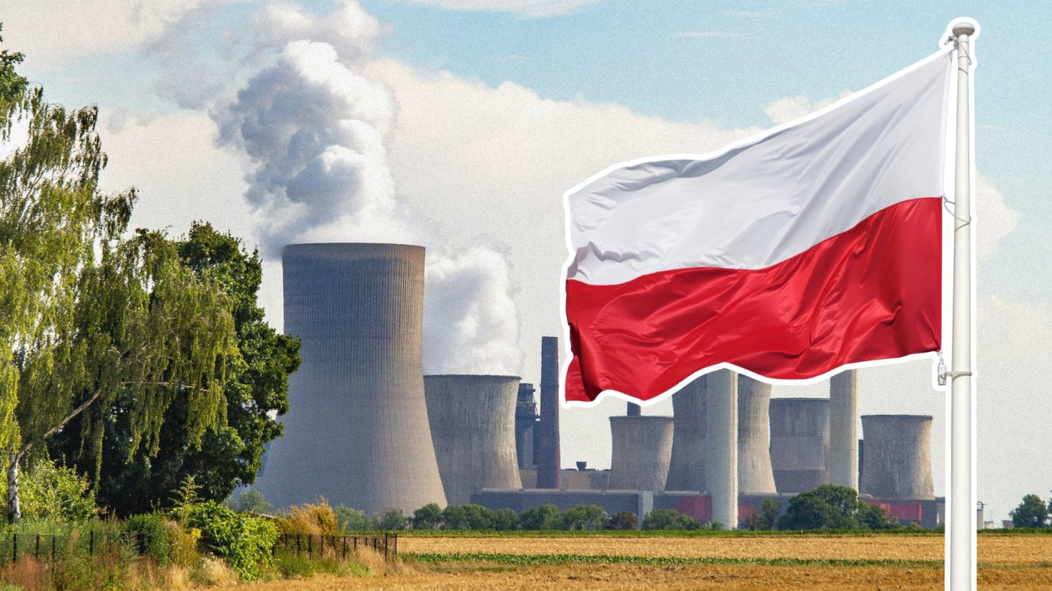Pierwsza elektrownia jądrowa w Choczewie. Nadchodzi energetyczny przełom. Elektrownia jądrowa, flaga Polski.