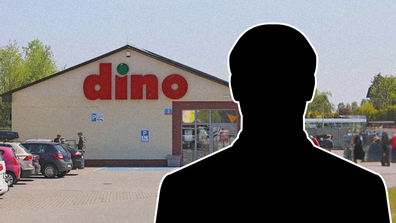 Tajemniczy właściciel Dino i historia jego biznesu. Dlaczego miliarder nie chce ujawniać twarzy?. Sylwetka mężczyzny na tle sklepu Dino.