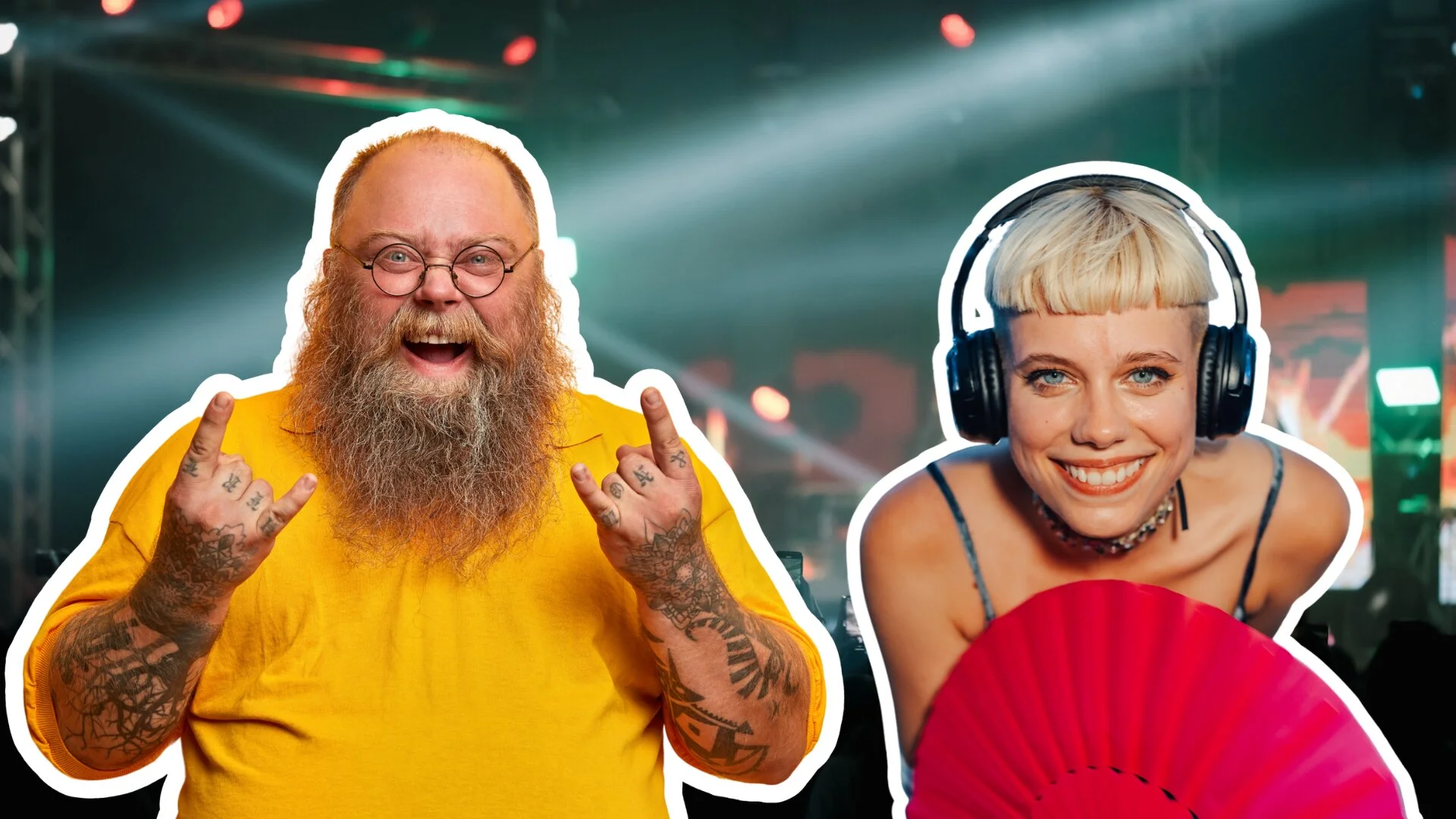 fan rocka i fanka popu, w tle koncert