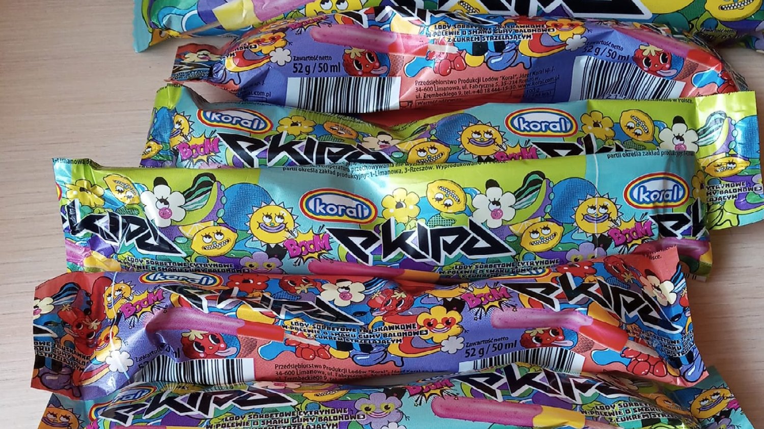 papierki po lodach koral marki ekipa