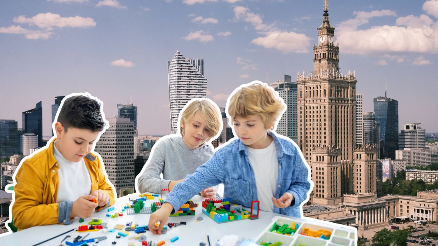 Dzieci układają klocki LEGO, Pałac Kultury i Nauki w Warszawie.