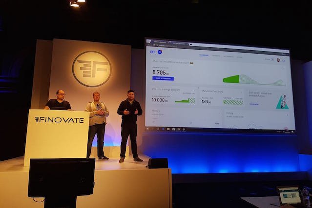 Efigence podczas próby generalnej przed wystąpeniem na Finovate Europe.