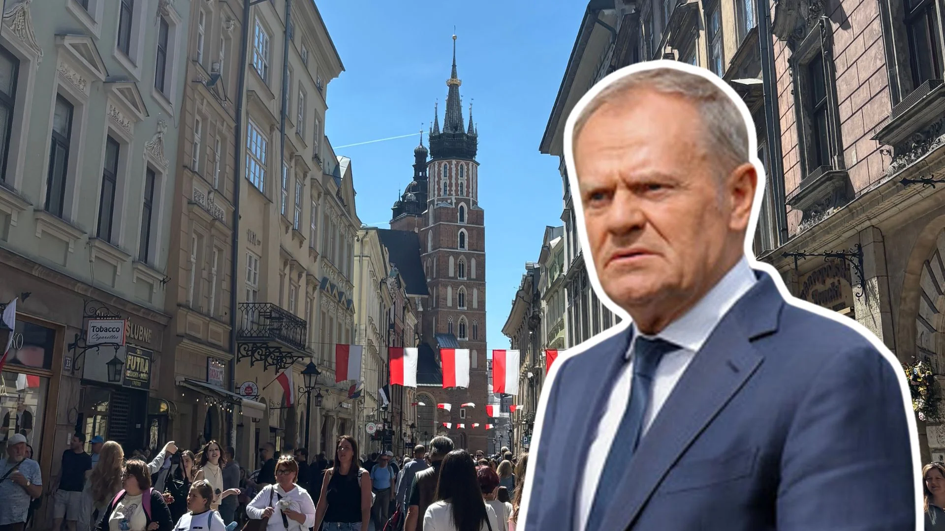 Tusk zmienia zasady w Krakowie. Turystyczny "bilet wstępu" już niedługo Donald Tusk, w tle turyści w Krakowie.